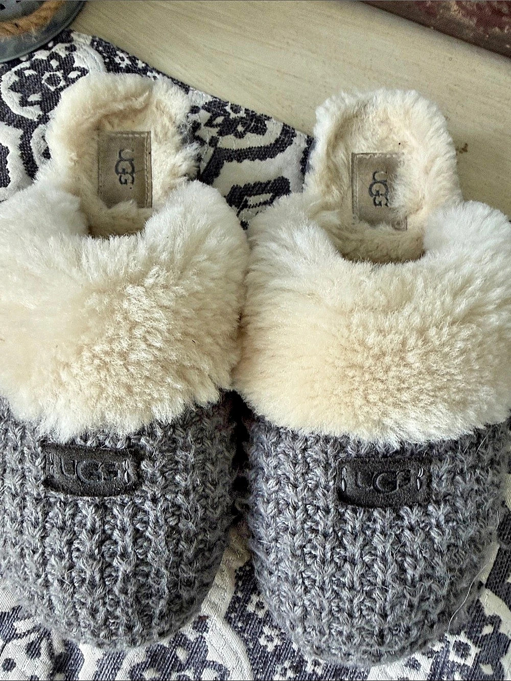 UGG Knit Slippers Gray & Cream